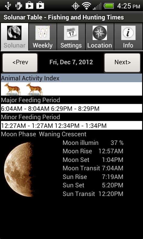 Solunar Table - Fishing & Hunting Times - App on Amazon Appstore