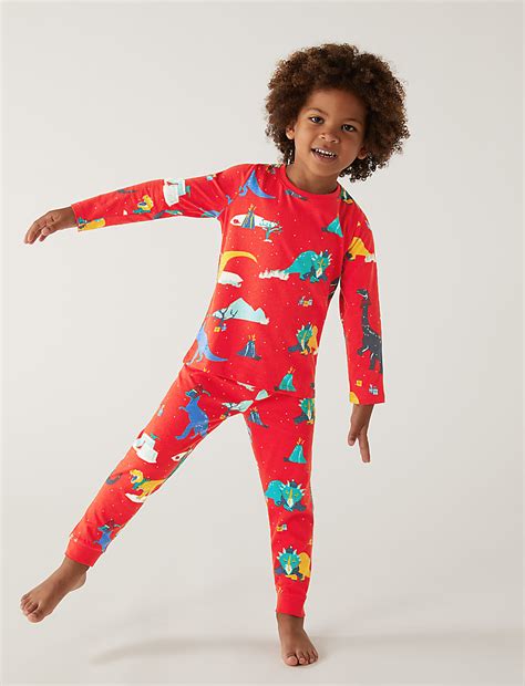 Buy Pure Cotton Dinosaur Pyjamas at Marks & Spencer