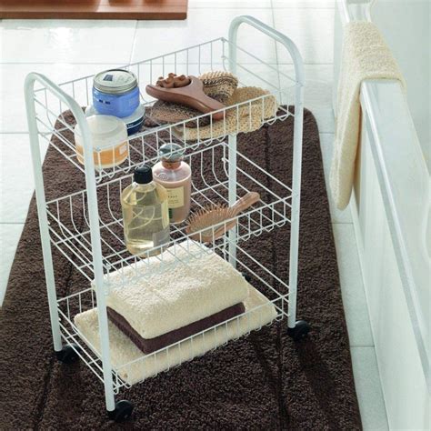 Indian Decor 45714 Rolling Cart- Plastic Coated, 3 Baskets Bath Room ...