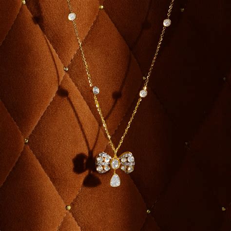 Celestial Bow Necklace in 14K Gold with Polki Diamonds | Luxury ...