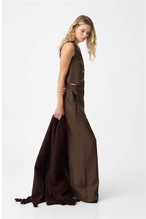 Dark Brown Palazzo Pants - 10067598_290 - Tiffosi