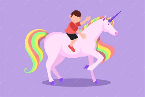 Premium Vector | Cartoon flat style drawing happy little boy riding ...