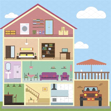 House Drawing Inside And Outside