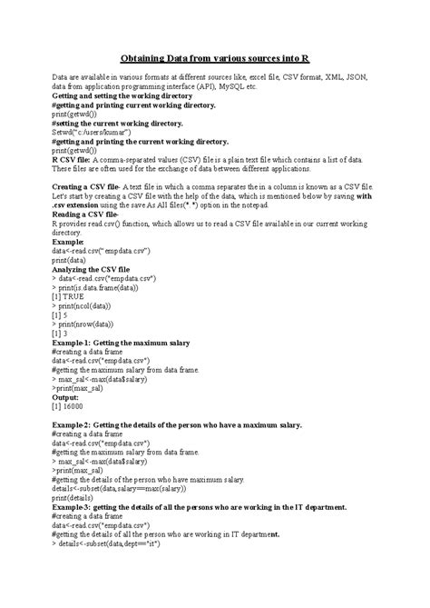 Getting and Cleaning Data in R: Importing Various Formats - Studocu