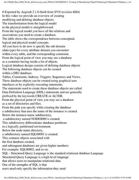 01 Creating modifying and deleting database objects 1 Transcript ...