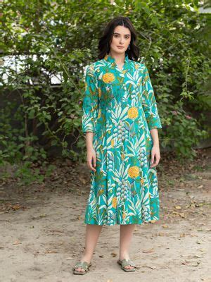 Buy Mabish By Sonal Jain Center Box Pleat Midi Dress (S) Online