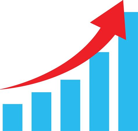 growth diagram with red arrow going up icon on white background ...