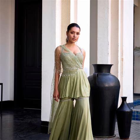 SAGE GREEN PEPLUM WITH DRAPE – Ganpatis