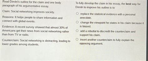 Solved: Read Dimitri's outline for the claim and one body To fully ...