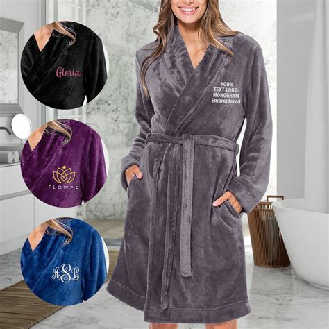 Personalized Women Plush Robe, Custom Embroidered Fleece Plush Robe ...
