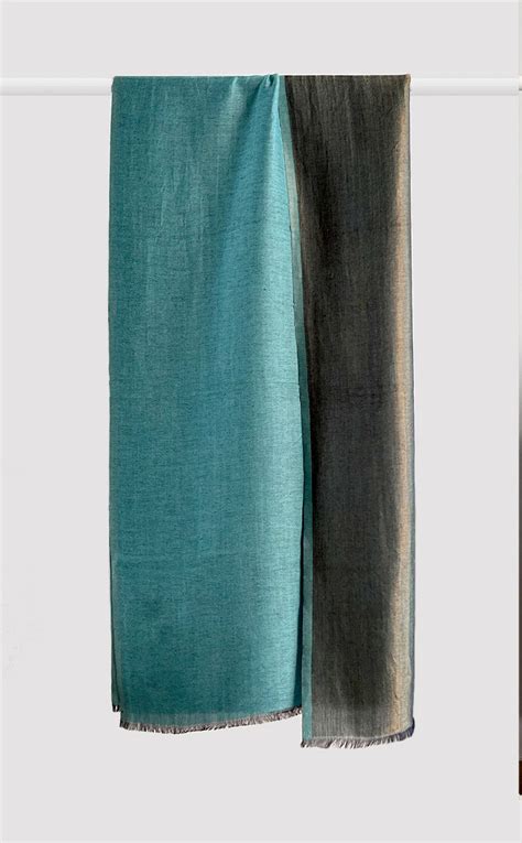Zari Reversible Stole - Vintage Blue | Fine Wool Stole & Shawls – The ...