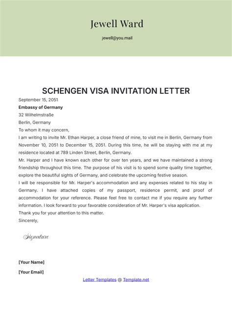 Invitation Letter To The Us