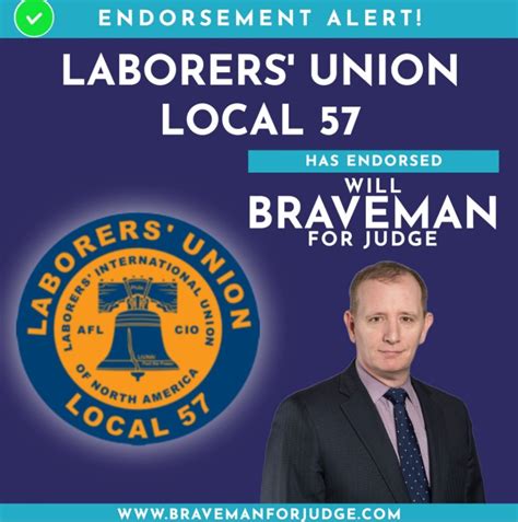 Thanks to Laborers’ Union Local 57 for this endorsement. | William Braveman