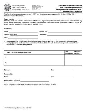Fillable Online csuchico Disclosure and Acknowledgement Form - CSU ...