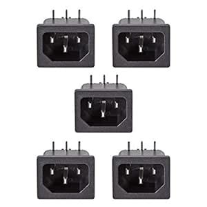 uxcell C14 Panel Mount Plug Adapter AC 250V 10A 3 Pins IEC Inlet Module ...