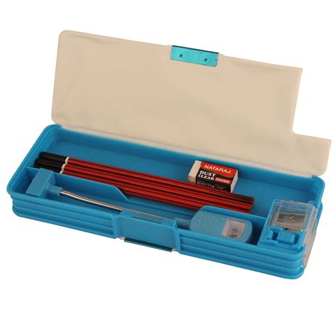 STYM Pencil Box With LED Light Plastic (2 sides, Set of 1, Blue ...