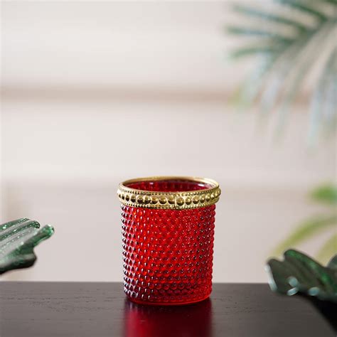 Buy Pure Home and Living Ruby Red Dotted Votive Holder Online at Low ...