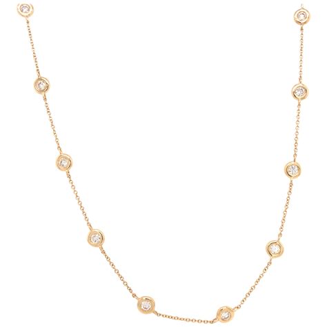 14k Yellow Gold Diamonds by the yard Necklace with 16 Natural Full Cut ...
