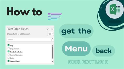 Image result for +How to Get PivotTable Menu Back