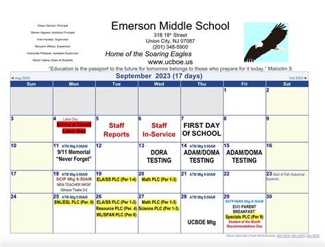 September Calendar | Emerson Middle School