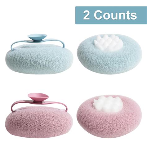 2 Counts Super Soft Sunflower Suction Cup Bath Ball, Exfoliating 2-in-1 ...