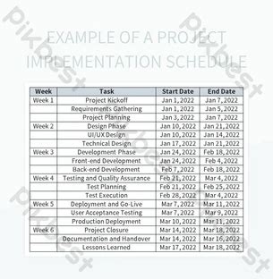 Image result for Project Implementation Schedule Template Example