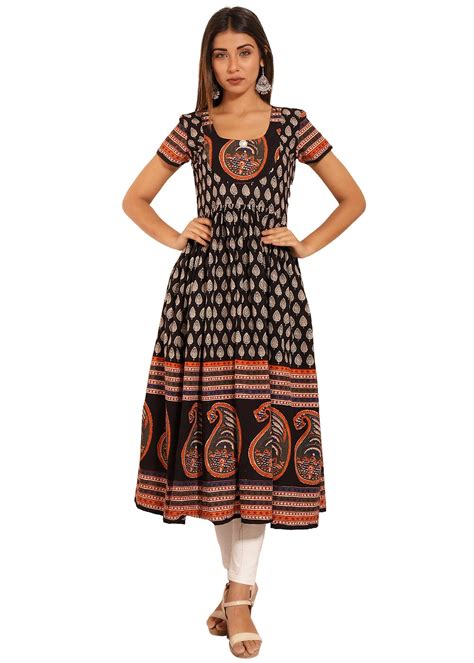Get Handblock Bagru Paisley Printed Anarkali Kurta at ₹ 1099 | LBB Shop
