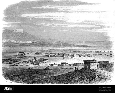 Early View or Historic View of the Pueblo de Los Angeles, a Spanish pueblo settled in 1781 ...