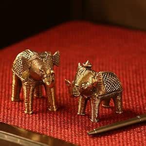 ExclusiveLane 'Golden Elephants' Handmade Brass Decorative Living Room ...