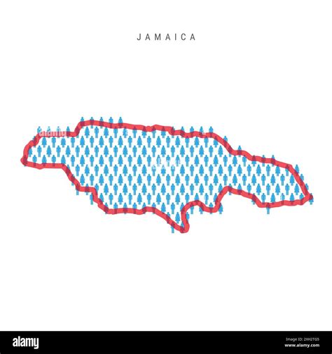 Jamaica population map. Stick figures Jamaican people map with bold red translucent country ...