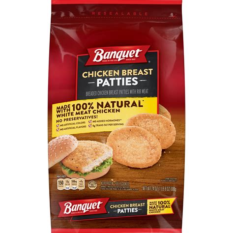 BANQUET Chicken Breast Patties Made With 100% Natural* White Meat ...