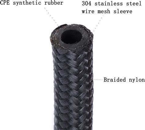 Buy 4AN 20FT Fuel line Hose Braided Nylon Stainless Steel Oil Gas CPE ...