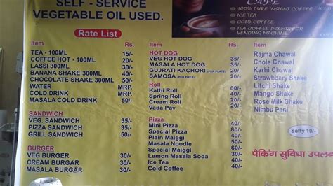 Menu at Angels Feast, New Delhi, Regal Building