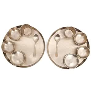 Pure Kansa Traditional Indian Thali Set, Handcrafted Bronze Dinnerware ...