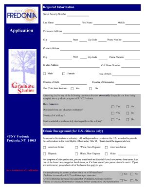 Fillable Online fredonia Application - SUNY Fredonia - fredonia Fax ...