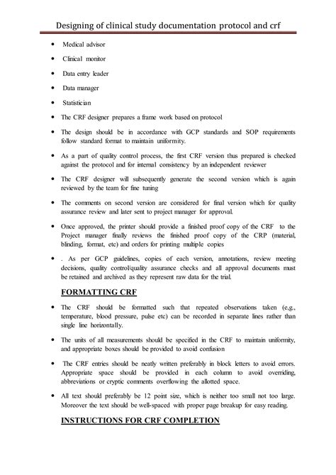 Designing of clinical study documentation -protocol and crf | DOCX