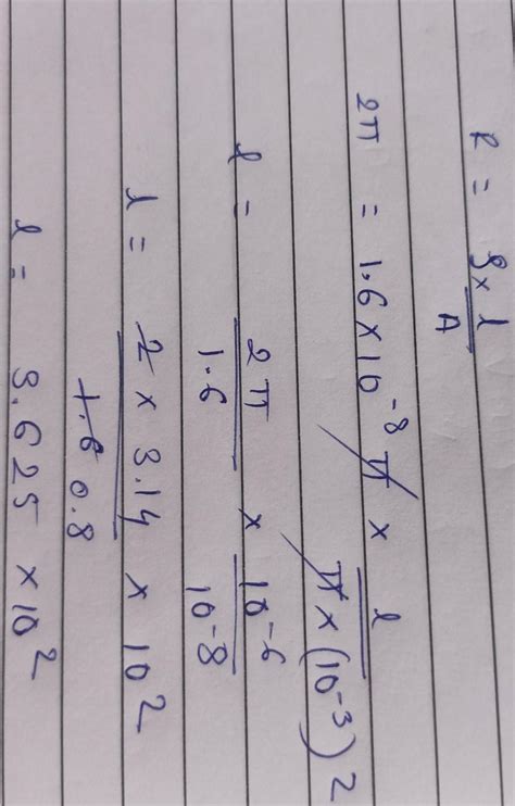 Calculate the length of a conductor having resistance2π resistivity 1.6 ...