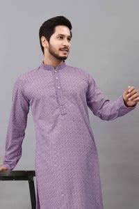 ALMORA Men Chikan Embroidery Ethnic Dress Kurta - Buy ALMORA Men Chikan ...
