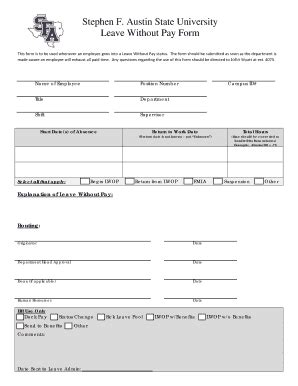 Leave Without Pay Form - Fill Out, Sign & Share Online | pdfFiller