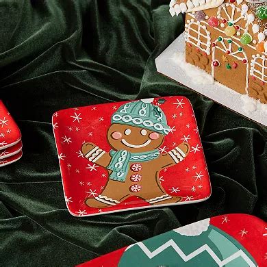 Certified International Christmas Whimsy Set of 4 Gingerbread Canape ...
