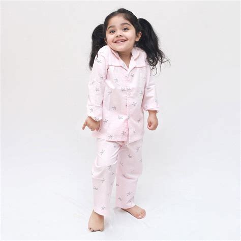 Polka tots Full Sleeve Night Suit Pair Pink (Origami Bird) – PolkaTots.in