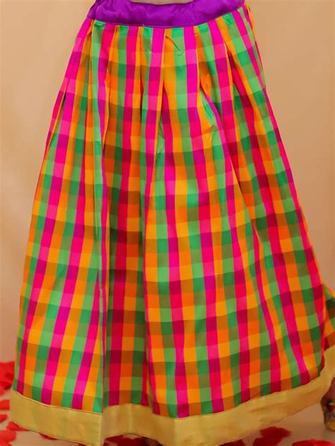 BownBee Half Sleeve South Indian Pavda Pattu Lehenga For Girls