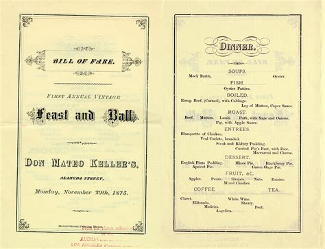 The Repast Is Not Even Past: Old LA Menus : NPR History Dept. : NPR