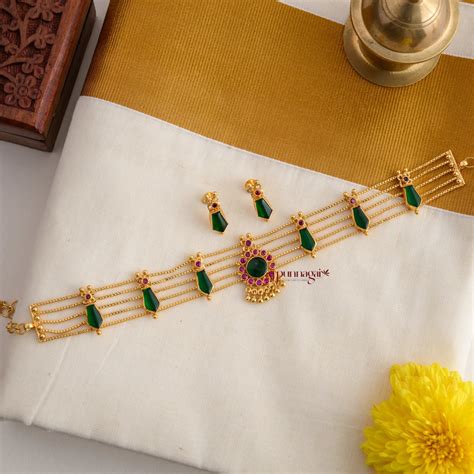 Trendy Green Nagapadam High Neck Choker – AJ Punnagai