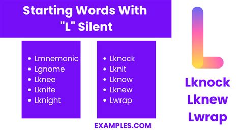 450+ L Silent Words List, Meaning, PDF