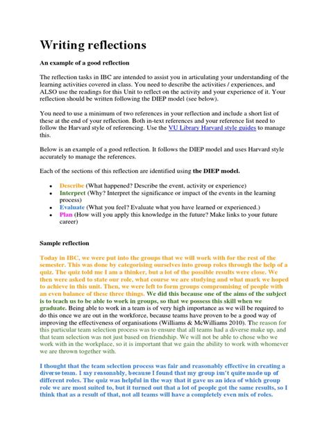 Image result for Reflection Response Example