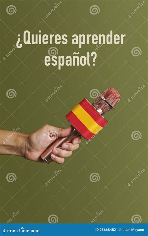 Microphone and Question Do You Want To Learn Spanish Stock Image ...