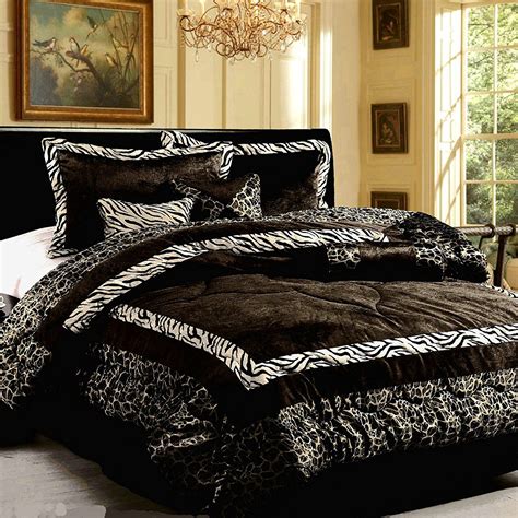 Dovedote 7 Piece Safari Zebra Animal Print Comforter Set, King, Black ...