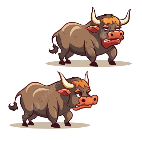 Bulls Clipart Two Cartoon Bulls Vector, Cartoon Clipart, Each Is In A ...