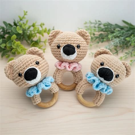 Crochet Baby Bear Rattle - Soft Plush Toy & Gift – Ikkasa